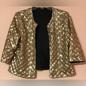 HAODUOYI gold sequin no button jacket blazer size large